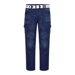 Lee Cooper Mens Belted Cargo Jeans / Dark Wash